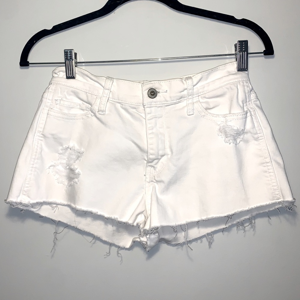 Hollister White Cut-Off Denim Shorts